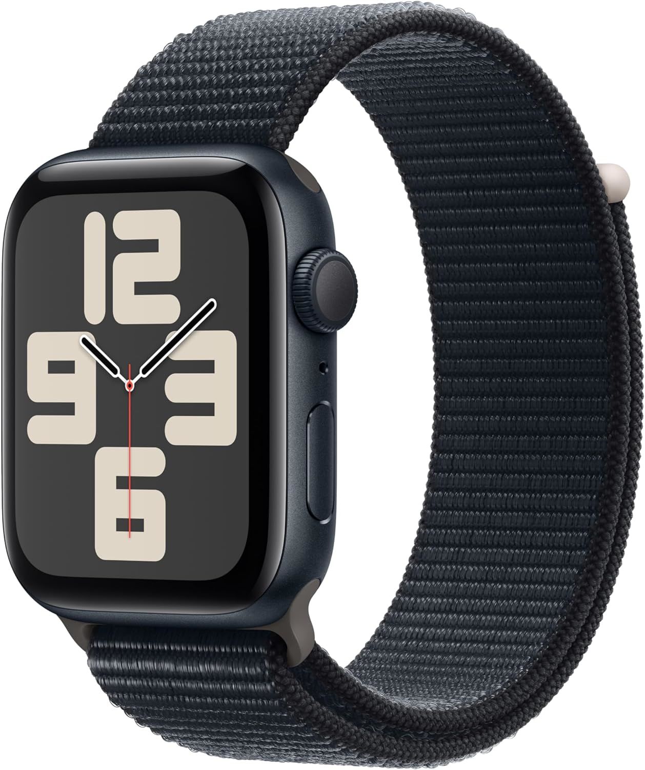 Apple Watch SE (2. nesil, 2023) GPS 44 mm Alüminym Kasa Akıllı Saat ve Gece Yarısı Spor Loop. Fitness ve Uyku Takibi, Trafik Kazası Algılama, Kalp Atış Hızı Takibi, Retina Ekran