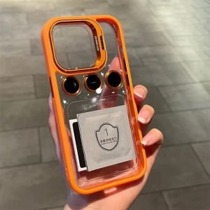 iPhone Uyumlu Kenarı Renkli Lens Hediyeli Stand Özellikli Kılıf