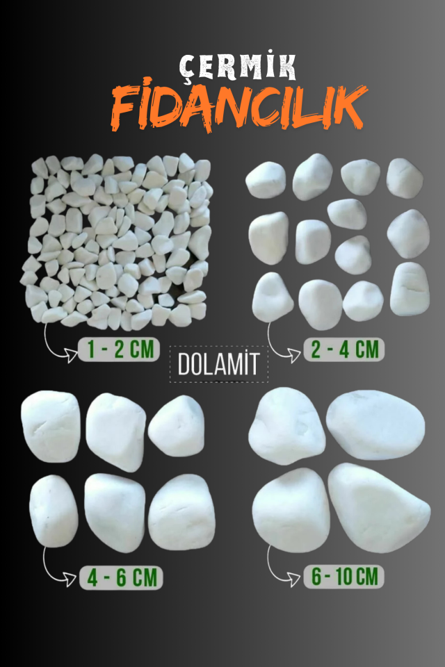 Beyaz Dolomit Taş 20 Kg 1-2 Cm Çakıl Taşı Bahçe Peysaj Süs Taşı
