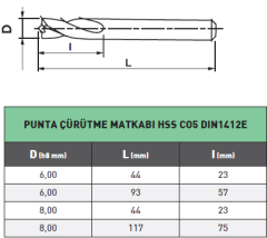 PUNTA ÇÜRÜTME MATKAP UCU 6x44 MM