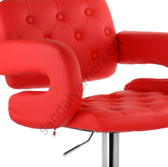BR-459 KONFORLU GENİŞ DERİ BAR SANDALYE KIRMIZI