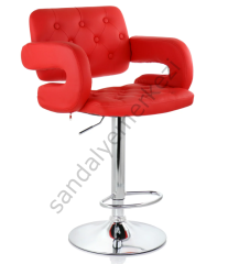 BR-459 KONFORLU GENİŞ DERİ BAR SANDALYE KIRMIZI