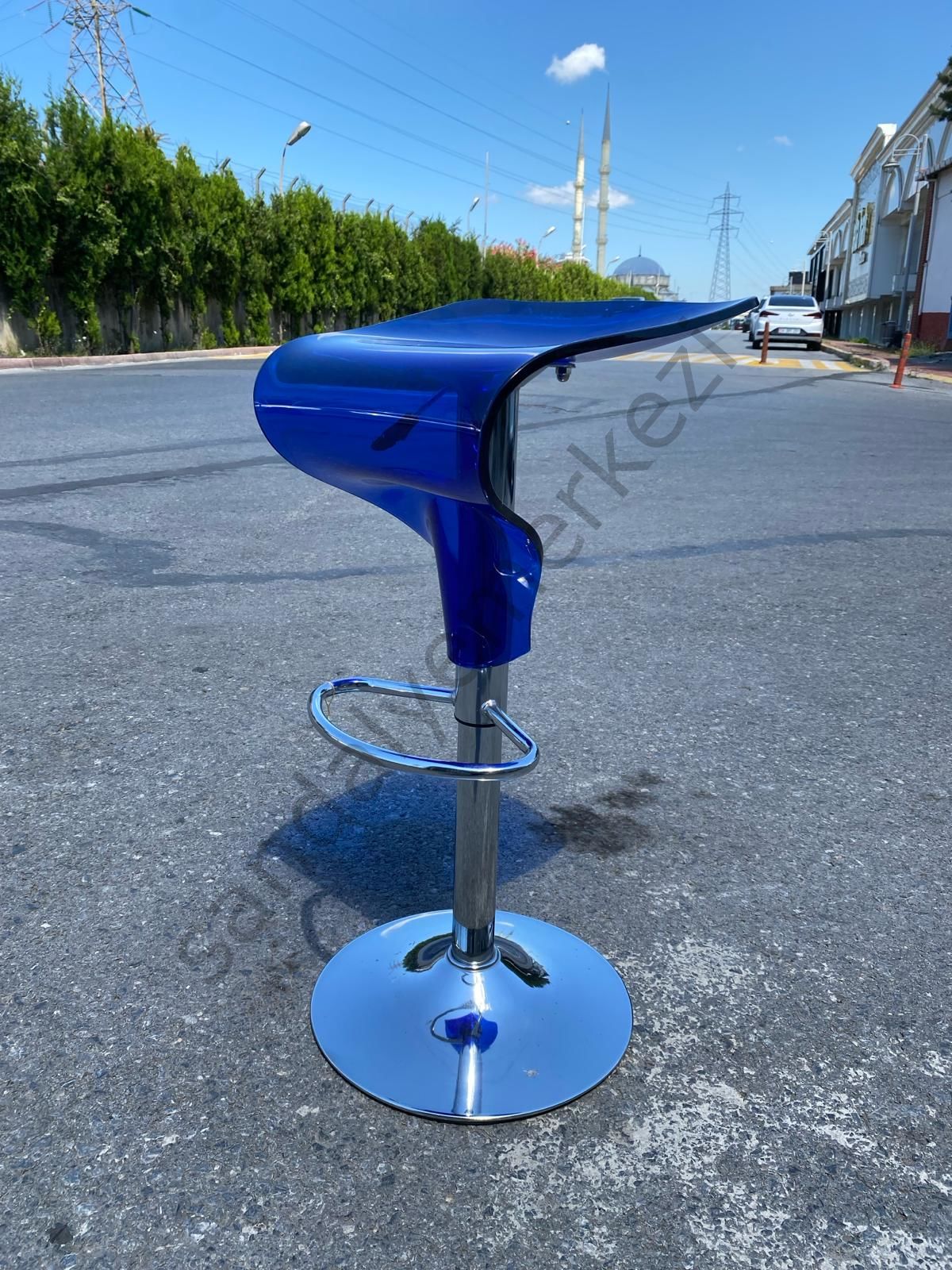 BR-468 PLEKSİ MAVİ BAR SANDALYESİ