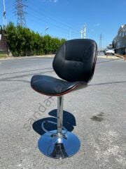 BR-2233 LÜKS DERİ AHŞAP SIRTLI BAR SANDALYE