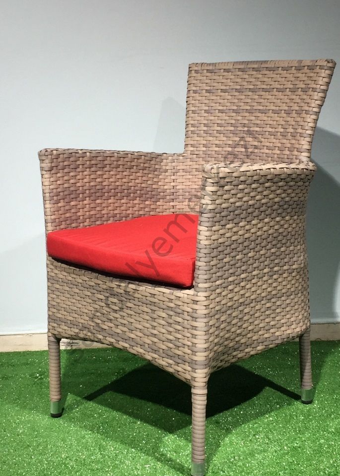 EL ÖRGÜSÜ RATTAN SANDALYE GULCA GRİ