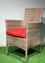 EL ÖRGÜSÜ RATTAN SANDALYE GULCA GRİ