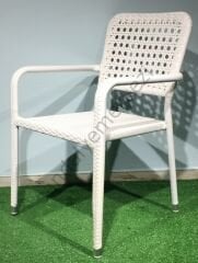 EL ÖRGÜSÜ RATTAN SANDALYE ŞAHYAR BEYAZ