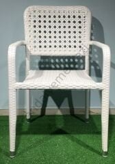EL ÖRGÜSÜ RATTAN SANDALYE ŞAHYAR BEYAZ