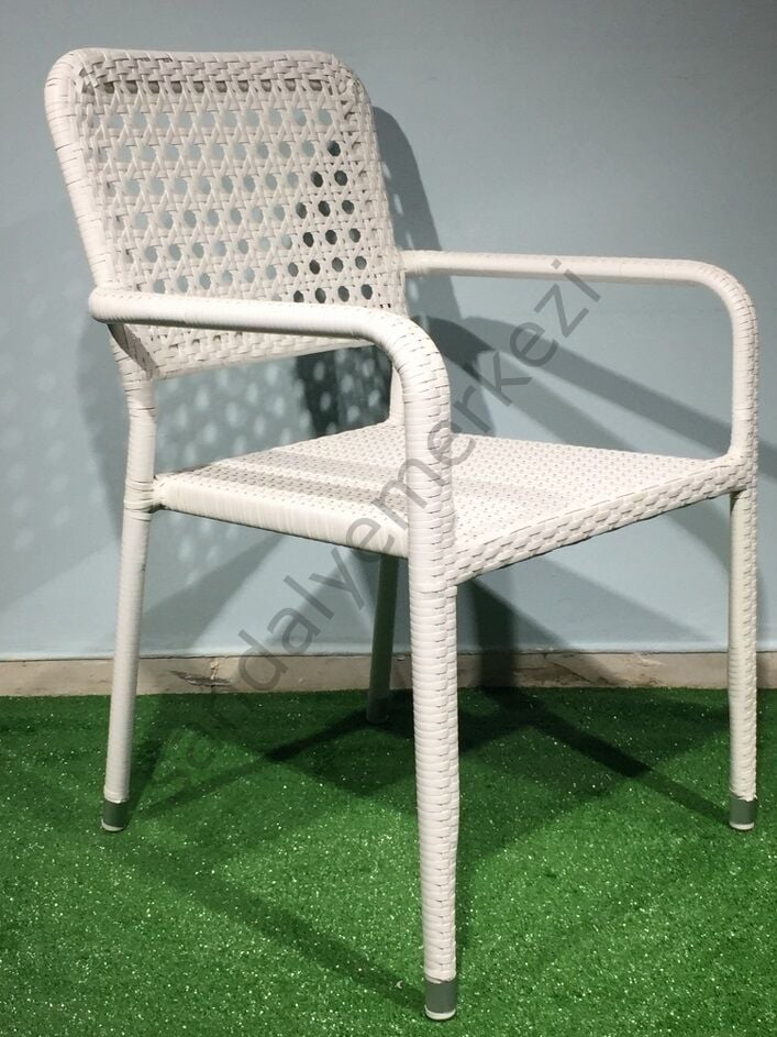 EL ÖRGÜSÜ RATTAN SANDALYE ŞAHYAR BEYAZ
