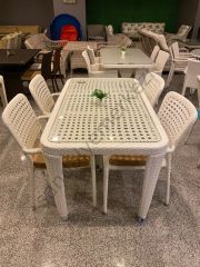 EL ÖRGÜSÜ 4 KİŞİLİK RATTAN MASA TAKIMI 80X140cm