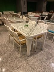 EL ÖRGÜSÜ 4 KİŞİLİK RATTAN MASA TAKIMI 80X140cm