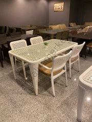 EL ÖRGÜSÜ 6 KİŞİLİK RATTAN MASA TAKIMI 90X160cm
