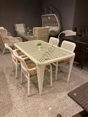 EL ÖRGÜSÜ 6 KİŞİLİK RATTAN MASA TAKIMI 90X160cm