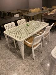 EL ÖRGÜSÜ 6 KİŞİLİK RATTAN MASA TAKIMI 90X160cm