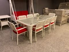 EL ÖRGÜSÜ 8 KİŞİLİK RATTAN MASA TAKIMI 205X100cm