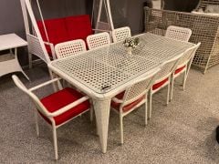 EL ÖRGÜSÜ 8 KİŞİLİK RATTAN MASA TAKIMI 205X100cm