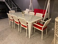 EL ÖRGÜSÜ 8 KİŞİLİK RATTAN MASA TAKIMI 205X100cm