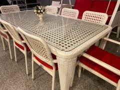 EL ÖRGÜSÜ 8 KİŞİLİK RATTAN MASA TAKIMI 205X100cm