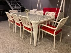 EL ÖRGÜSÜ 8 KİŞİLİK RATTAN MASA TAKIMI 205X100cm