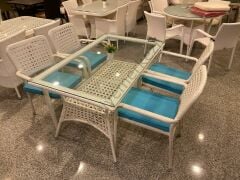 EL ÖRGÜSÜ 4 KİŞİLİK RATTAN MASA TAKIMI 90X130cm