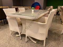 EL ÖRGÜSÜ 4 KİŞİLİK RATTAN MASA TAKIMI 80X140cm GULCA