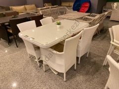 EL ÖRGÜSÜ 4 KİŞİLİK RATTAN MASA TAKIMI 80X140cm GULCA