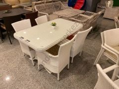 EL ÖRGÜSÜ 4 KİŞİLİK RATTAN MASA TAKIMI 80X140cm GULCA