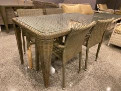EL ÖRGÜSÜ 4 KİŞİLİK RATTAN MASA TAKIMI 80X140cm GRİ