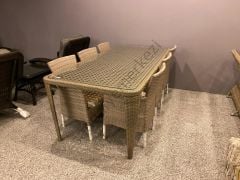 8 KİŞİLİK ÖRGÜ RATTAN MASA TAKIMI 205X100cm GRİ