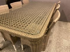 8 KİŞİLİK ÖRGÜ RATTAN MASA TAKIMI 205X100cm GRİ