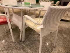 YUVARLAK EL ÖRGÜSÜ RATTAN MASA TAKIMI 100cm 4 KİŞİLİK