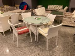 YUVARLAK EL ÖRGÜSÜ RATTAN MASA TAKIMI 100cm 4 KİŞİLİK