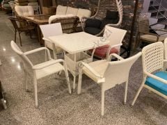 KARE RATTAN ÖRGÜ MASA TAKIMI 80X80cm 4 KİŞİLİK