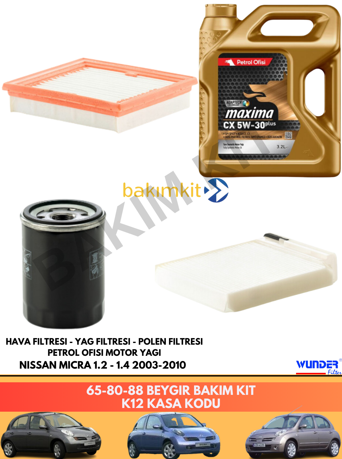 NISSAN MICRA 1.2 - 1.4 2003-2010 65-80-88 BEYGİR BAKIM SETİ