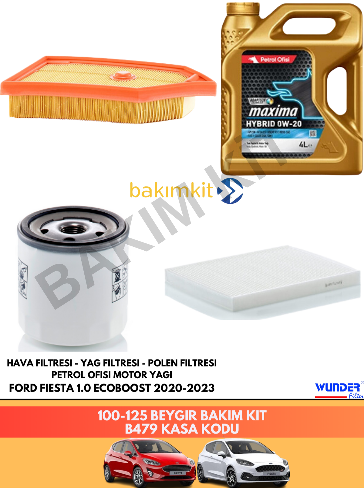 FORD FIESTA 1.0 ECOBOOST 2020-2023 100-125 BEYGİR BAKIM SETİ