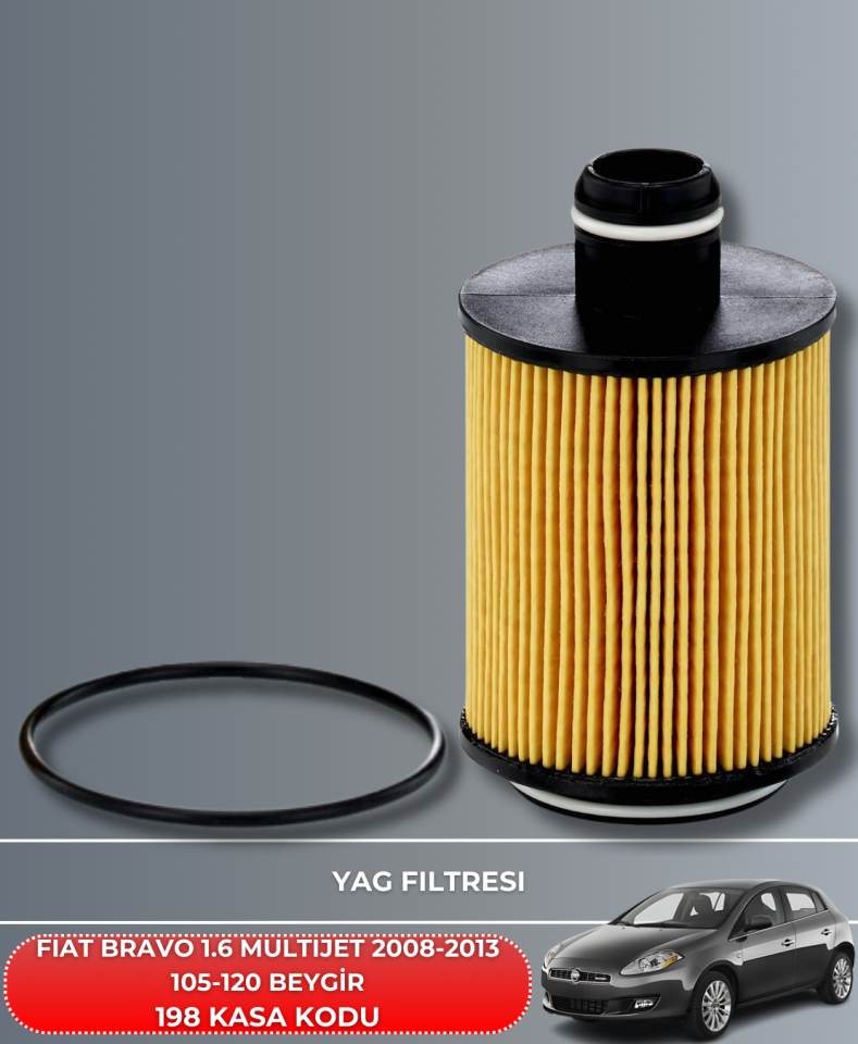 FIAT BRAVO 1.6 MULTIJET 2008-2009-2010-2011-2012-2013 105-120 BEYGİR FİLTRE - YAG BAKIM SETİ