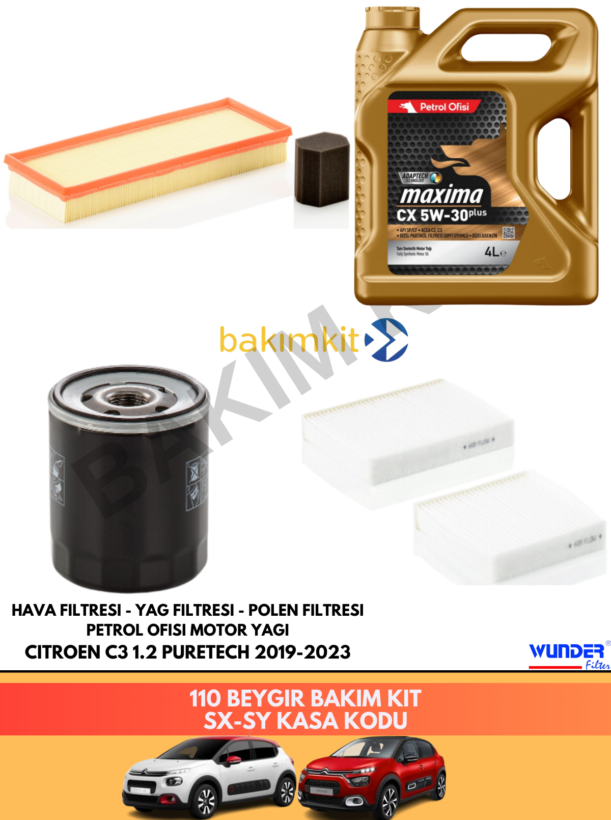 CITROEN C3 1.2 PURETECH 2019-2023 110 BEYGİR BAKIM SETİ