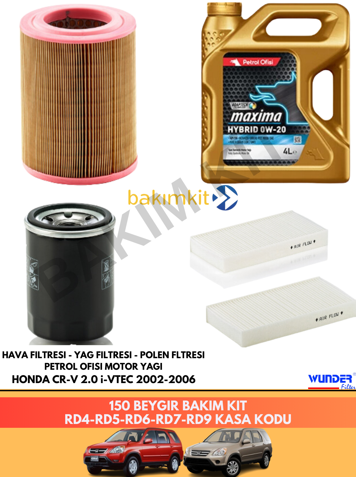 HONDA CR-V 2.0 i-VTEC 2002-2006 150 BEYGİR BAKIM SETİ