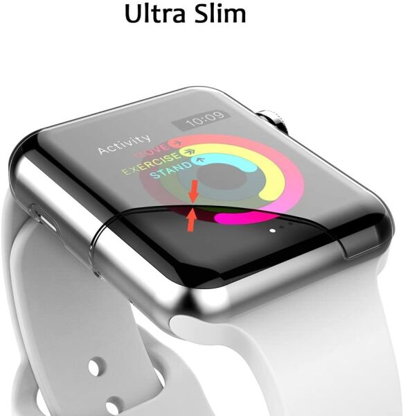 Apple Watch 2 3 4 38 mm Silikon Kapak Kılıf Ekran Koruyucu