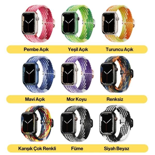 Apple Watch 5 6 7 8 9 Ultra 42 44 45mm Uyumlu Braided Loop Kordon