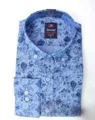 2580 Çiçek Desenli Slim Fit Gömlek