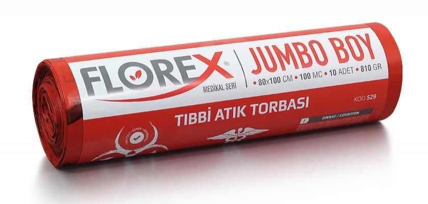 Tıbbi Atık Poşeti Jumbo Boy 80 cm x 110 cm 10'lu Rulo