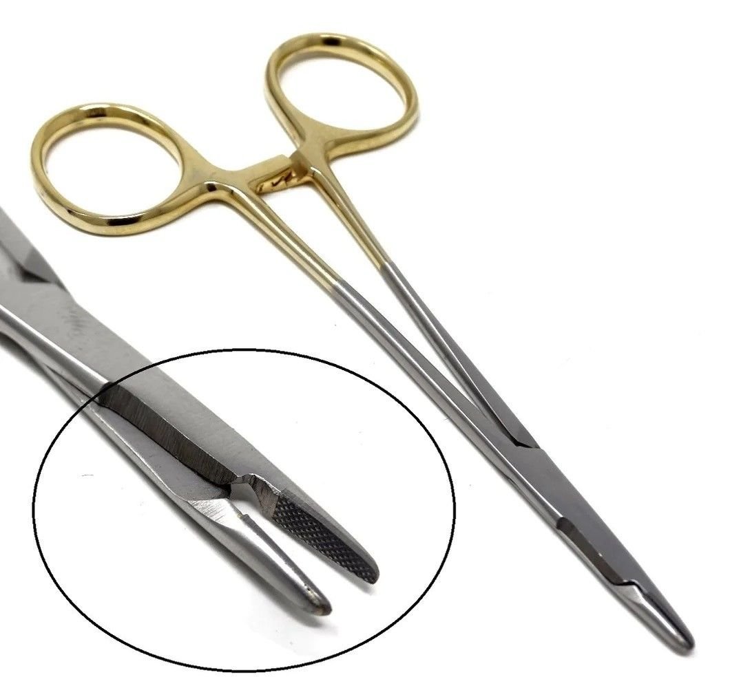 Portegü Olsen Hegar 16 cm Makaslı  TC Model Sarı Saplı