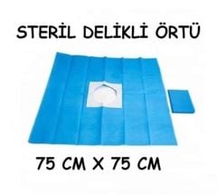 Steril Tek Kullanımlık 75 cm x 75 cm Delikli Örtü
