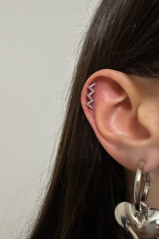 Cerrahi Çelik Zikzak Tragus Piercing