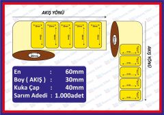 ECO TERMAL 30*60 SARI ECZANE ETİKETİ 1000 SARIM