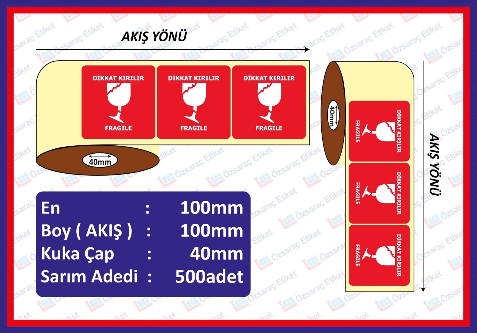 DİKKAT KIRILIR ETİKETİ 500 SARIM 100x100