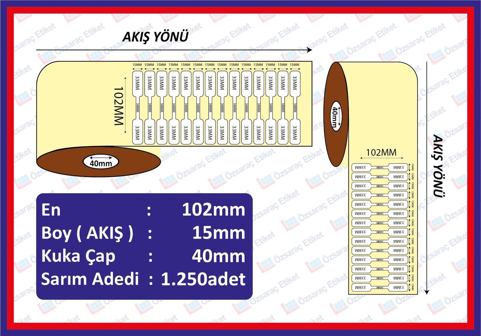 102x15 KUYUMCU ETİKETİ (ORTA  KATLAMA) EKO TERMAL 1250 SARIM