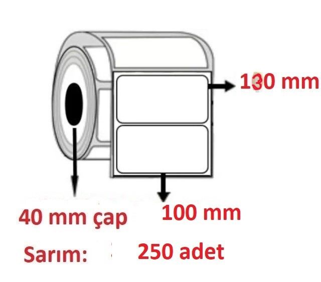 EKO TERMAL BARKOD ETİKETI 100x130 1 RULO (250 SARIM)