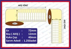 72X12 KUYUMCU ETİKETİ İNCE UZUN PP OPAK  1250 SARIM